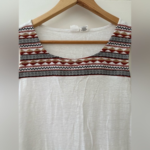 Artisan NY fringe hem tank size medium white embroidered boho western shirt - Picture 2 of 9